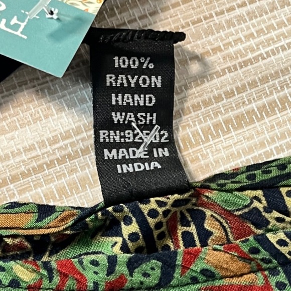 Sacred Threads Womens Boho Block Handkerchief Hem Rayon Tunic Top Navy OS NWT - Picture 7 of 11